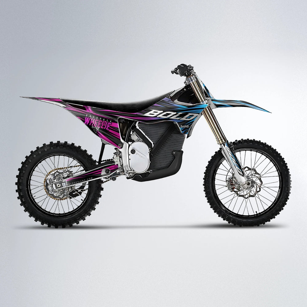 RAGE Stark Varg MX motocross graphics kit in Pink & Light Blue