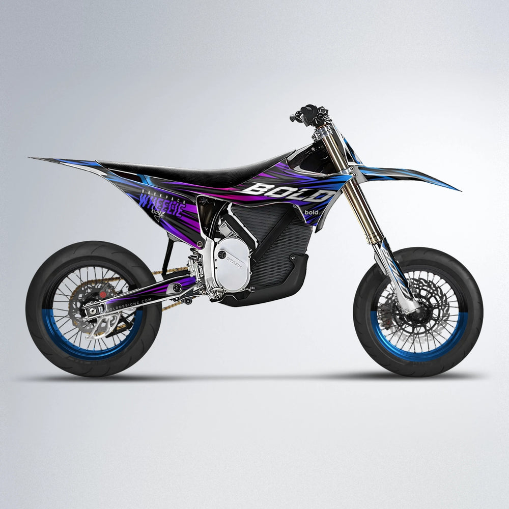 RAGE Stark Varg SM supermoto graphics kit in Blue Purple Fade