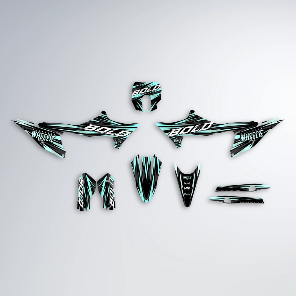 RAGE Stark Varg SM graphics kit parts layout in Mint