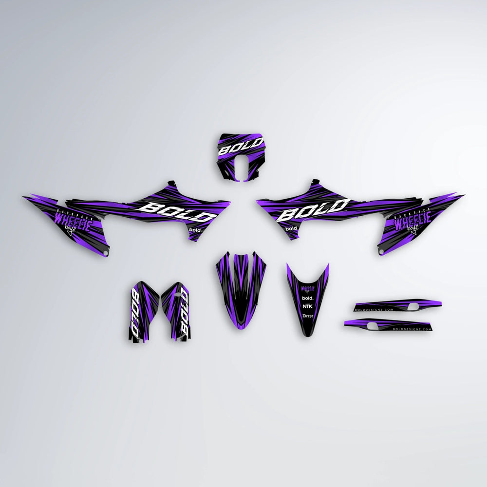 RAGE Stark Varg SM graphics kit parts layout in Purple