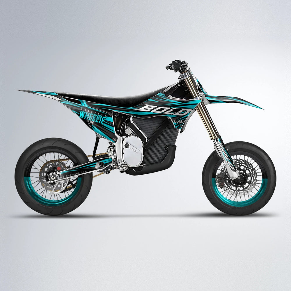RAGE Stark Varg SM supermoto graphics kit in Teal