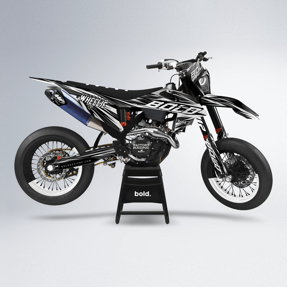 RAGE supermoto graphics kit in White (White Logo)