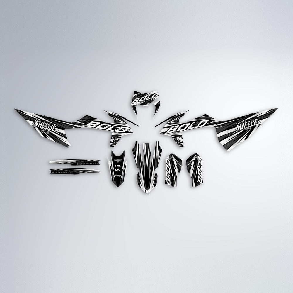 RAGE graphics kit parts layout in White (White Logo)