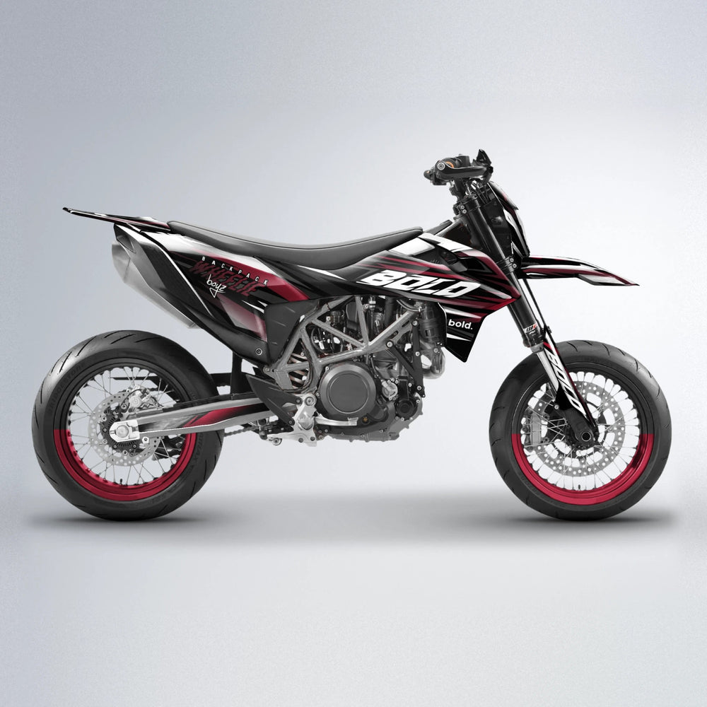 RAGE V2 KTM SMC 690 supermoto graphics kit in Black & Red