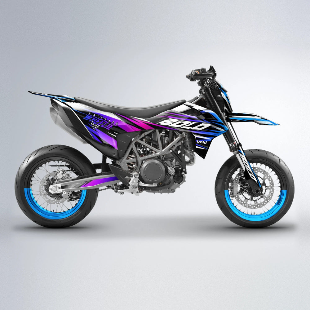 RAGE V2 KTM SMC 690 supermoto graphics kit in Blue Purple Fade