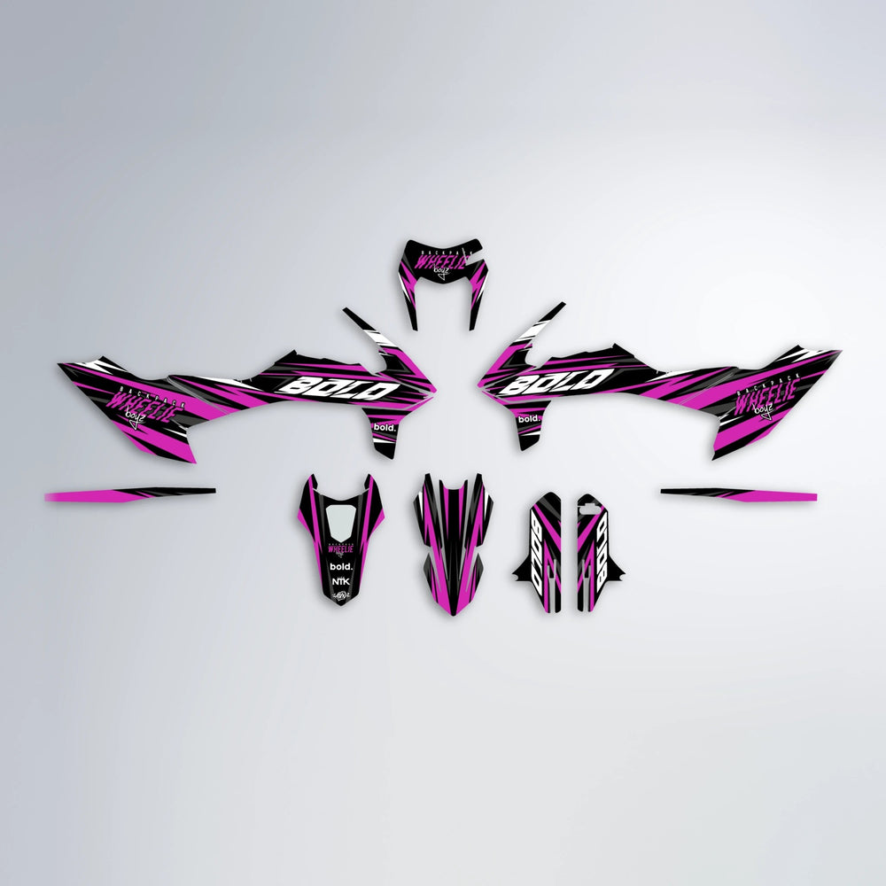 RAGE V2 KTM SMC 690 graphics kit parts layout in Pink