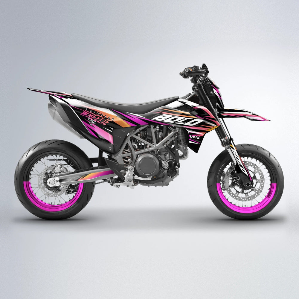RAGE V2 KTM SMC 690 supermoto graphics kit in Pink & Yellow