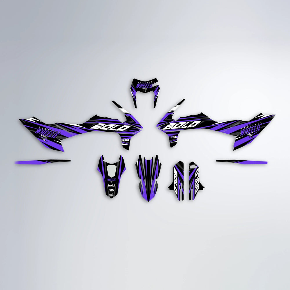 RAGE V2 KTM SMC 690 graphics kit parts layout in Purple