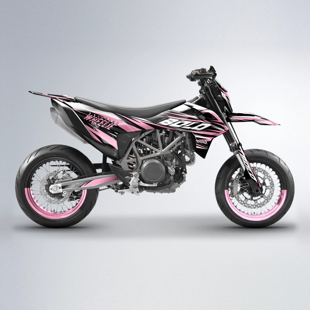RAGE V2 KTM SMC 690 supermoto graphics kit in Sakura Pink