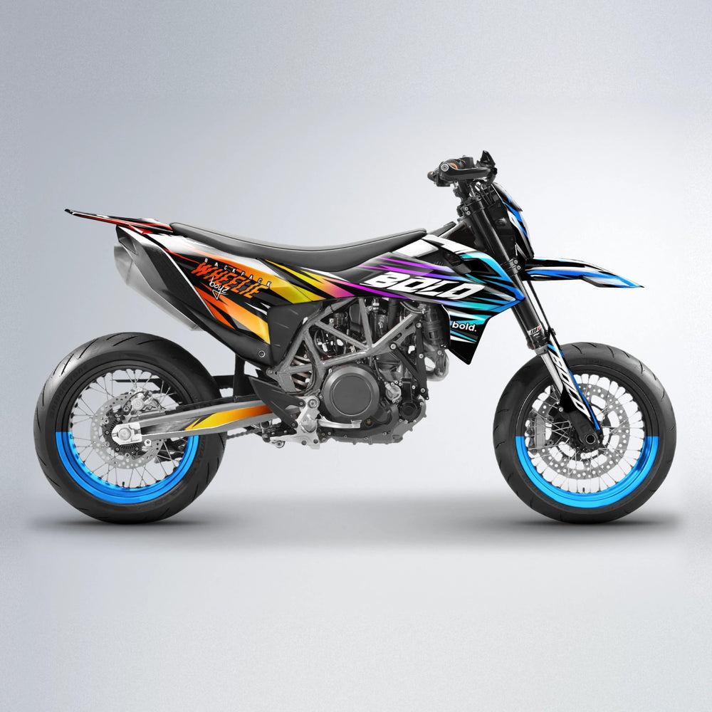 RAGE V2 KTM SMC 690 supermoto graphics kit in Sunset Fade