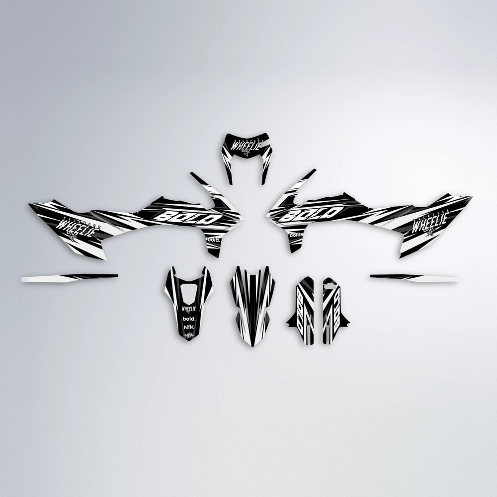 RAGE V2 KTM SMC 690 graphics kit parts layout in White