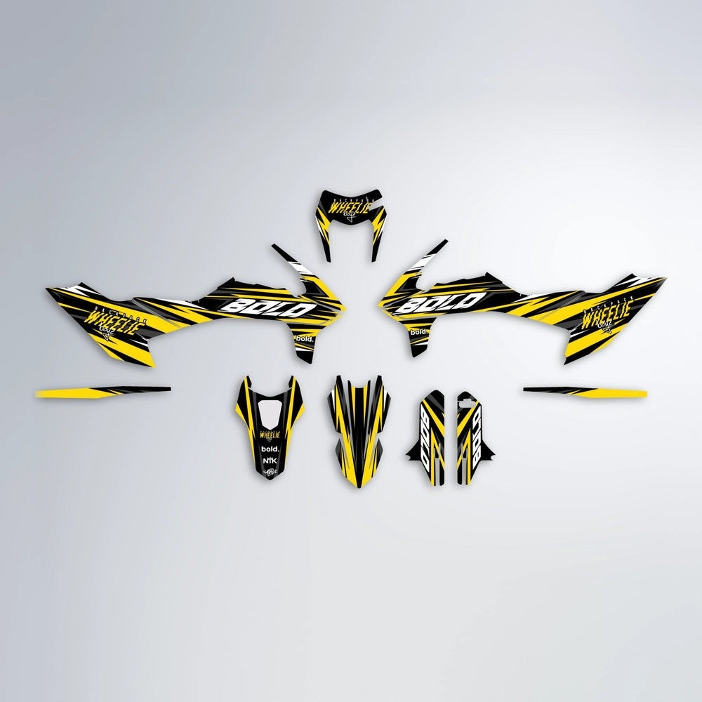 RAGE V2 KTM SMC 690 graphics kit parts layout in Yellow