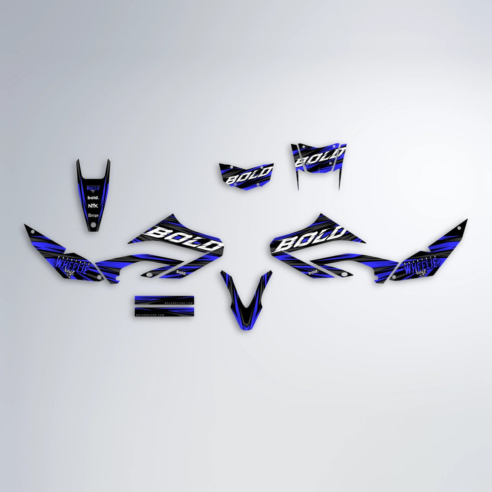 RAGE Yamaha WR 125X graphics kit parts layout in Blue