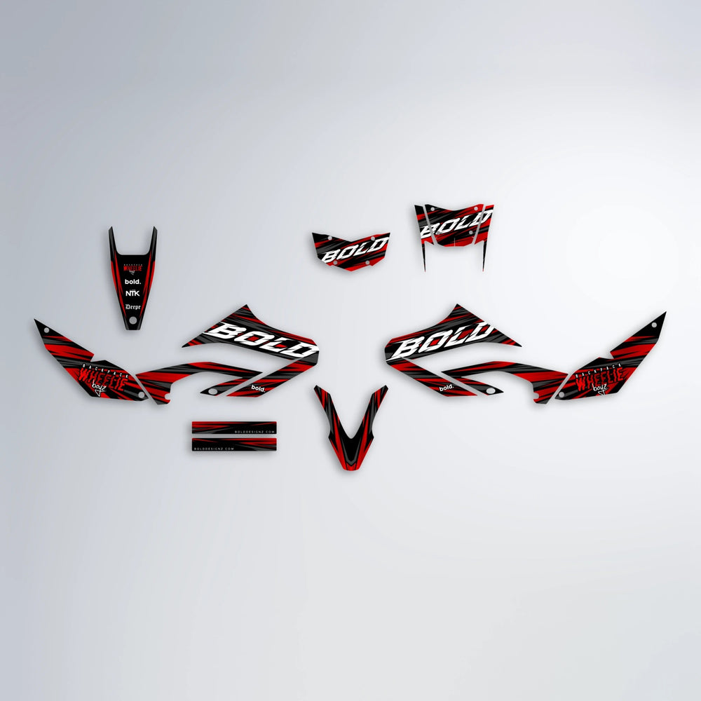 RAGE Yamaha WR 125X graphics kit parts layout in Custom Colour
