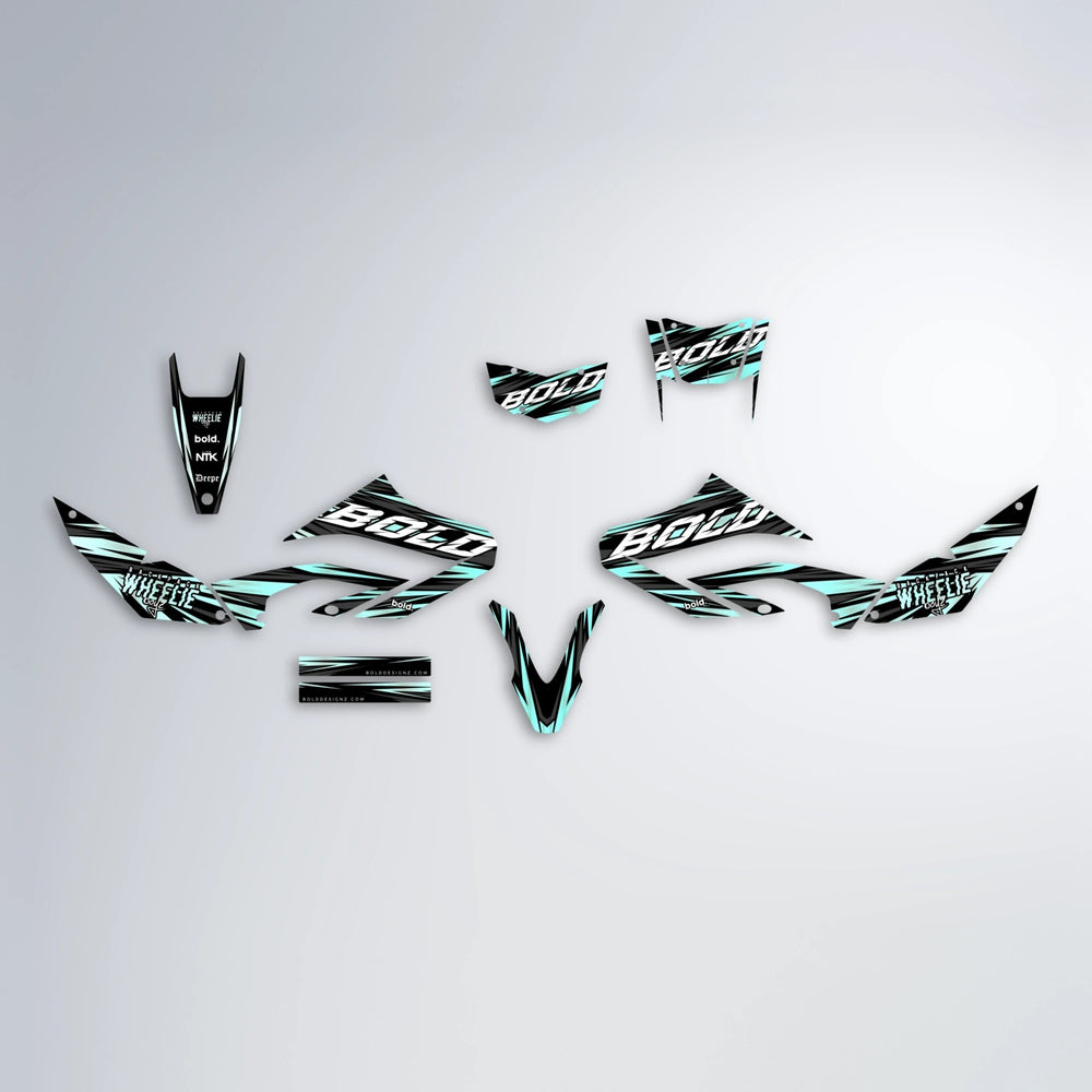 RAGE Yamaha WR 125X graphics kit parts layout in Mint
