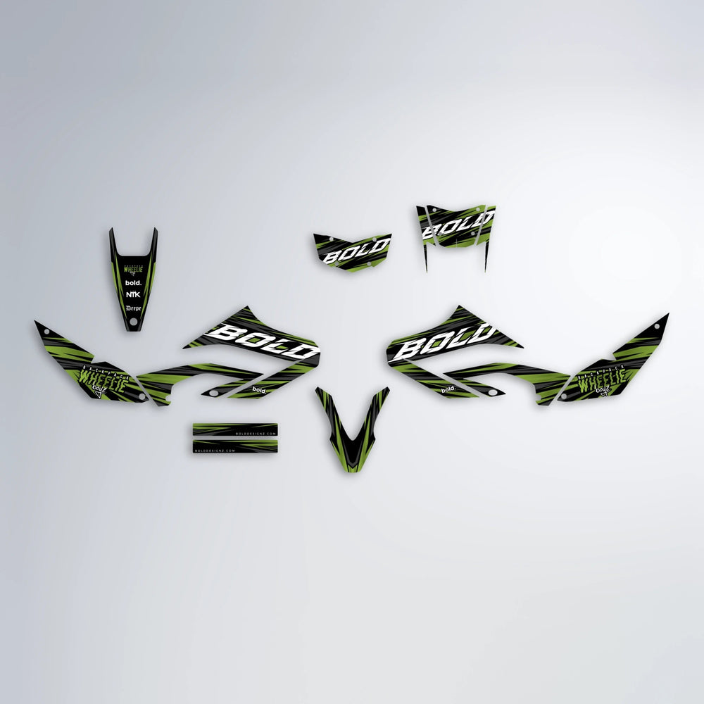 RAGE Yamaha WR 125X graphics kit parts layout in Olive