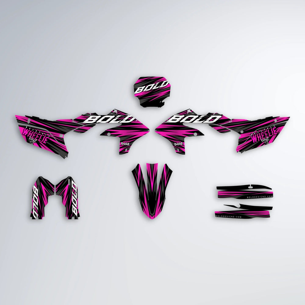 RAGE Yamaha YZF MX graphics kit parts layout in Pink