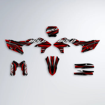 RAGE Yamaha YZF MX graphics kit parts layout in Red