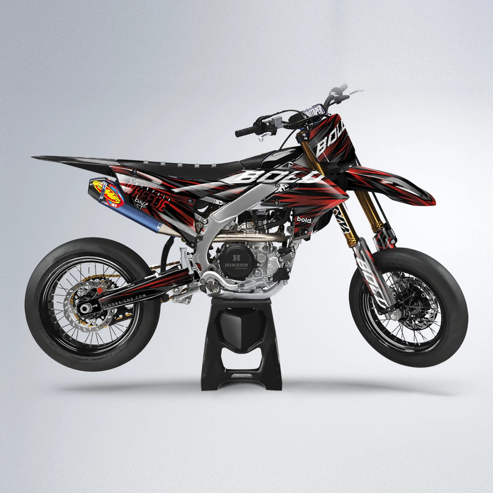 RAGE Yamaha YZF SM supermoto graphics kit in Black & Red