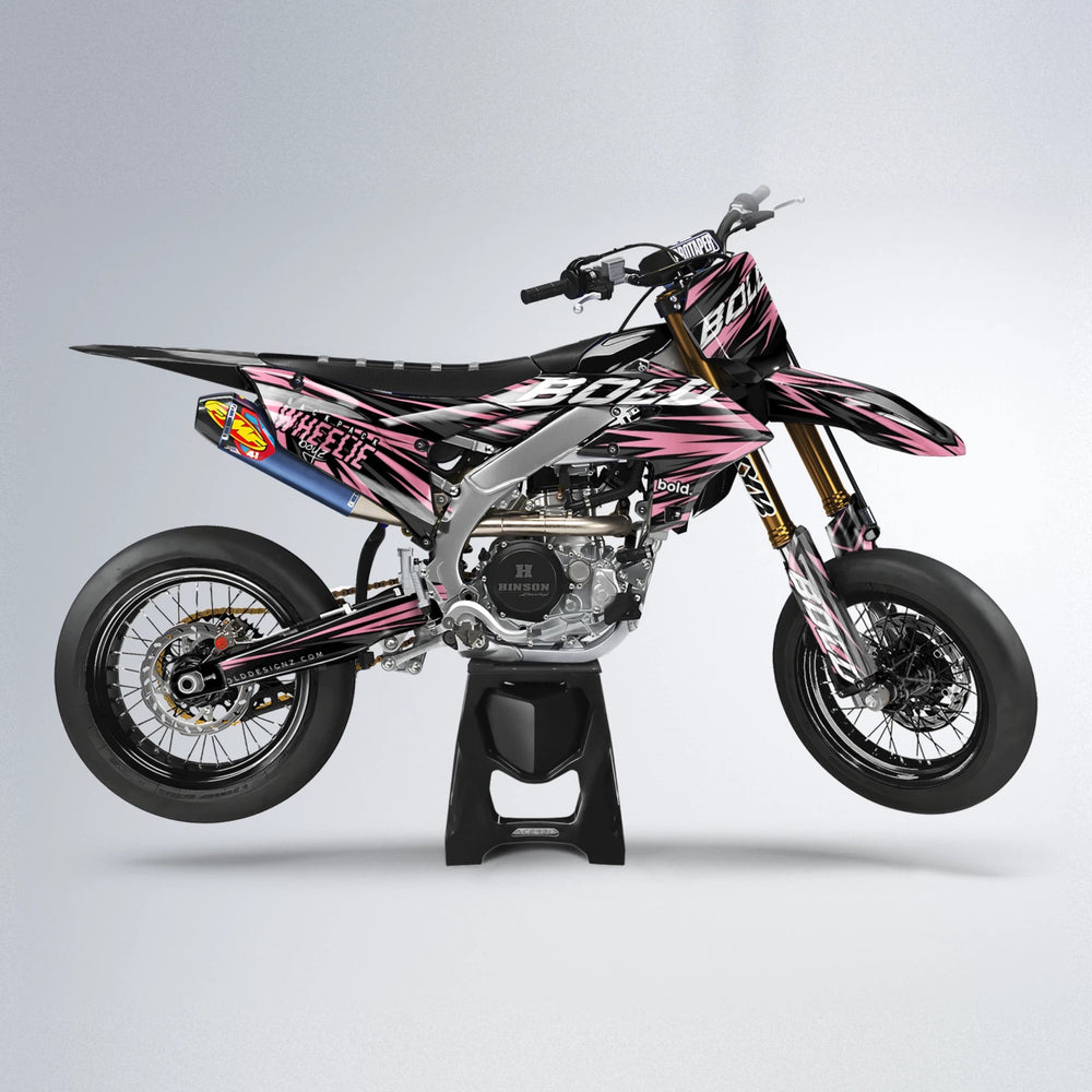 RAGE Yamaha YZF SM supermoto graphics kit in Sakura Pink