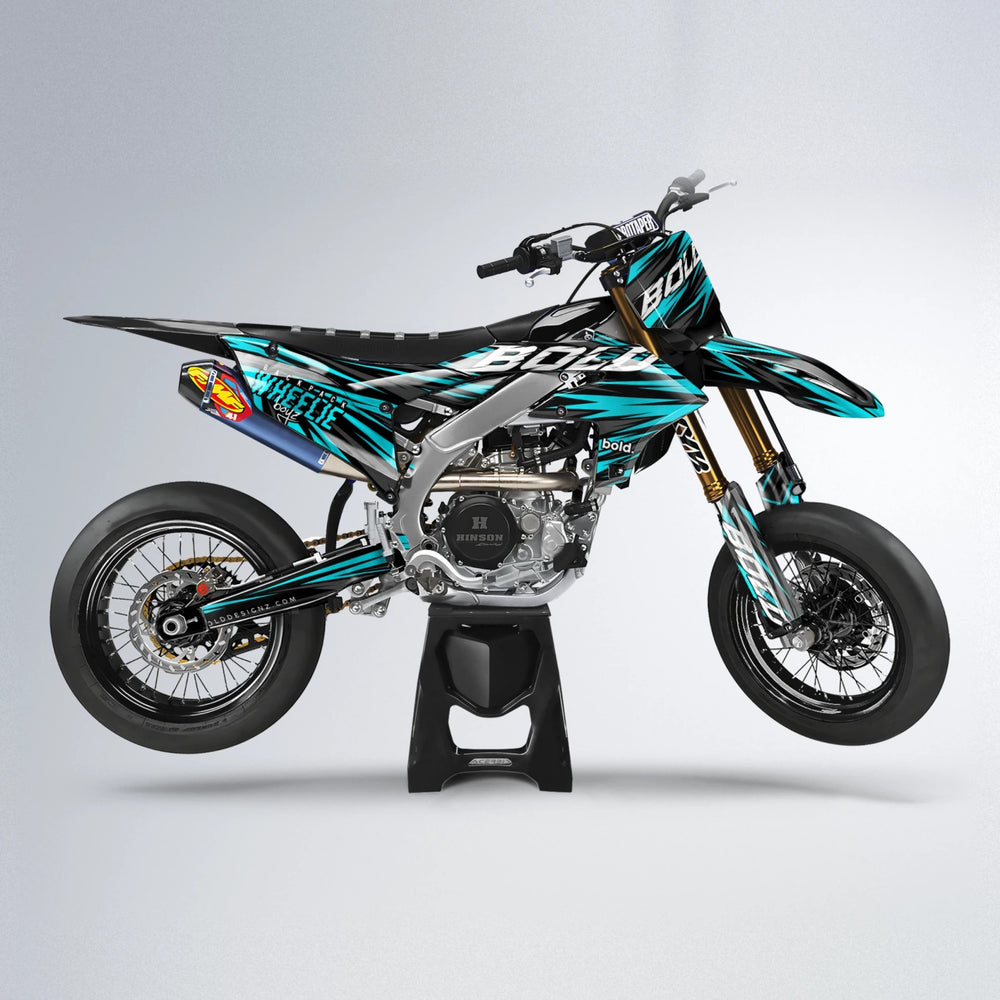 RAGE Yamaha YZF SM supermoto graphics kit in Teal