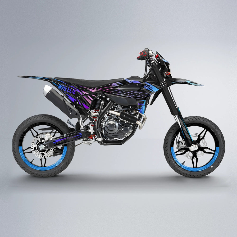 RAINBOW Beta supermoto graphics kit in Blue Purple Fade