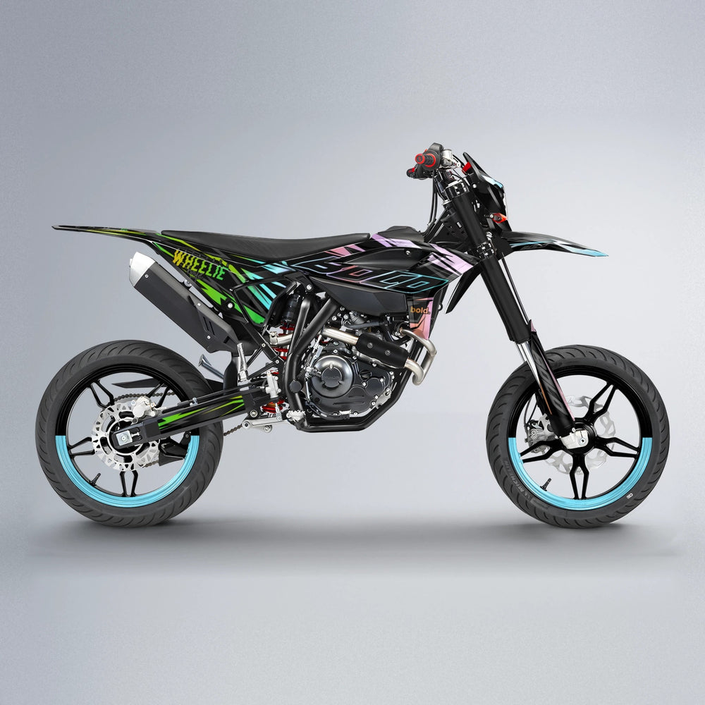 RAINBOW Beta supermoto graphics kit in Cyan & Green