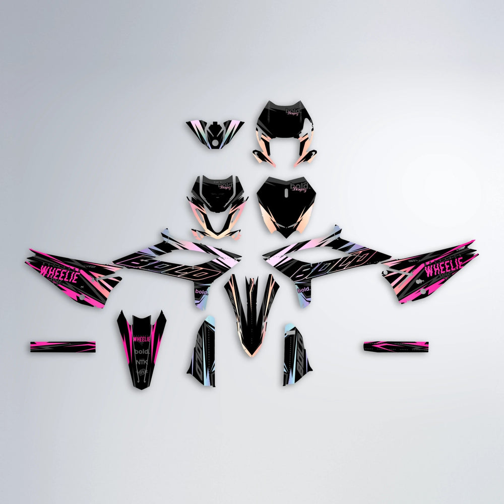 RAINBOW Beta graphics kit parts layout in Flamingo