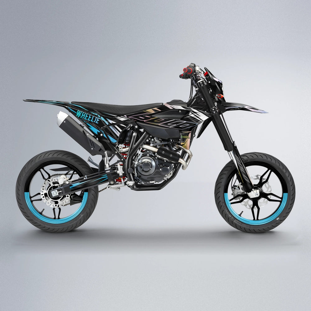 RAINBOW Beta supermoto graphics kit in Light Blue & White