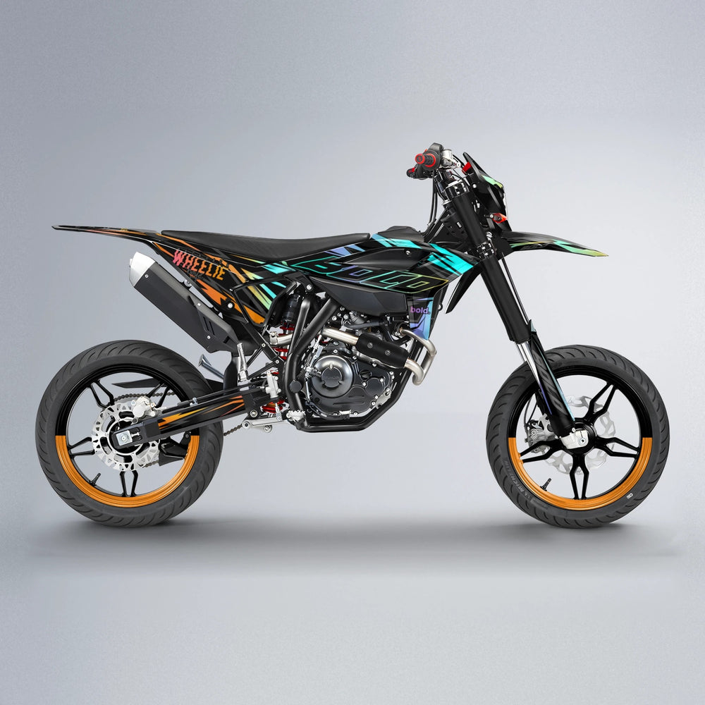 RAINBOW Beta supermoto graphics kit in Orange & Yellow