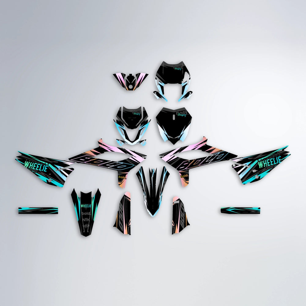 RAINBOW Beta graphics kit parts layout in Teal