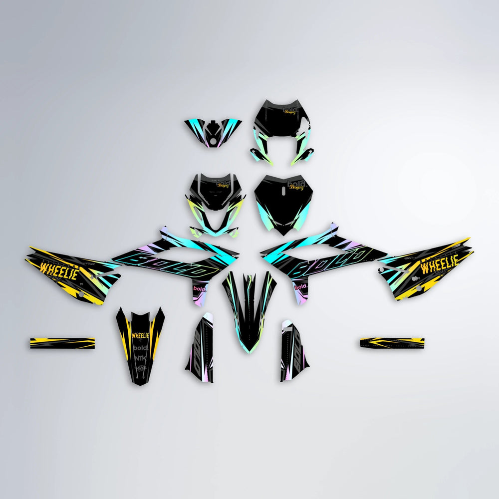 RAINBOW Beta graphics kit parts layout in Yellow
