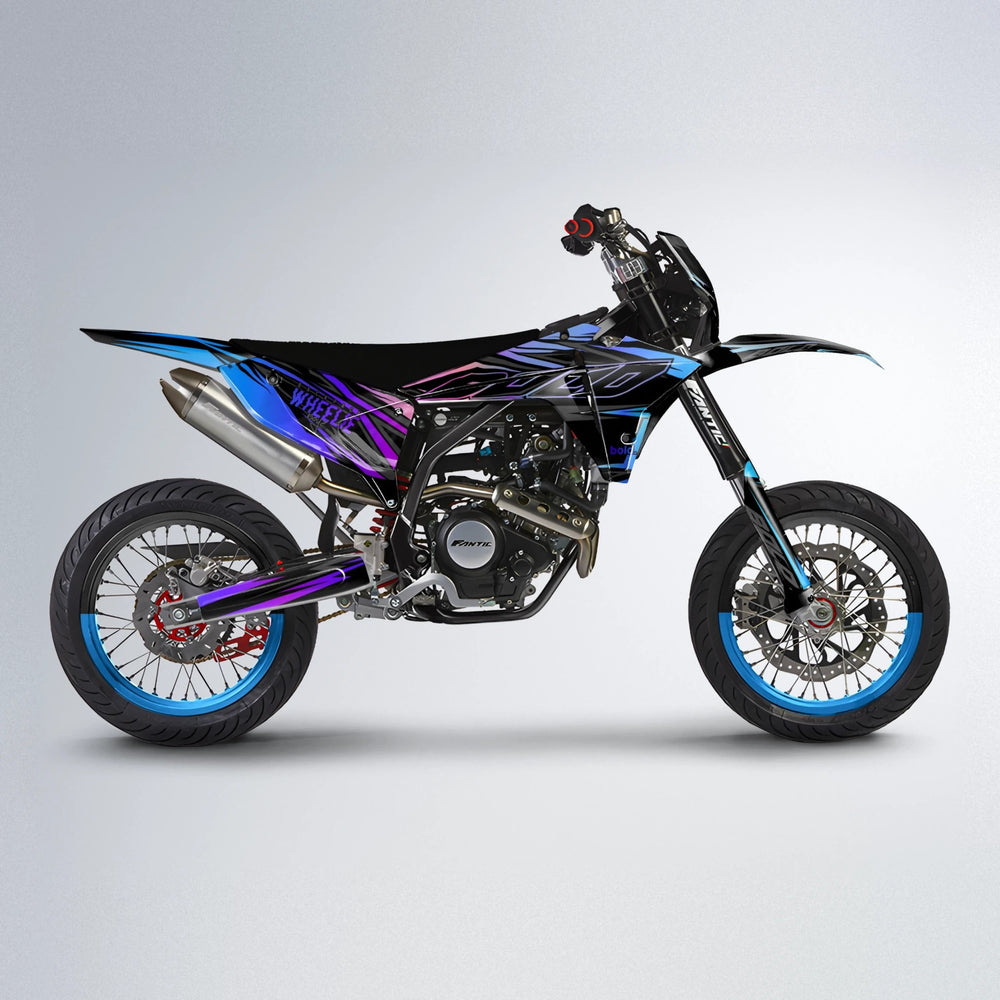 RAINBOW Fantic supermoto graphics kit in Blue Purple Fade