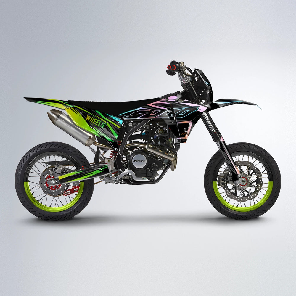 RAINBOW Fantic supermoto graphics kit in Cyan & Green