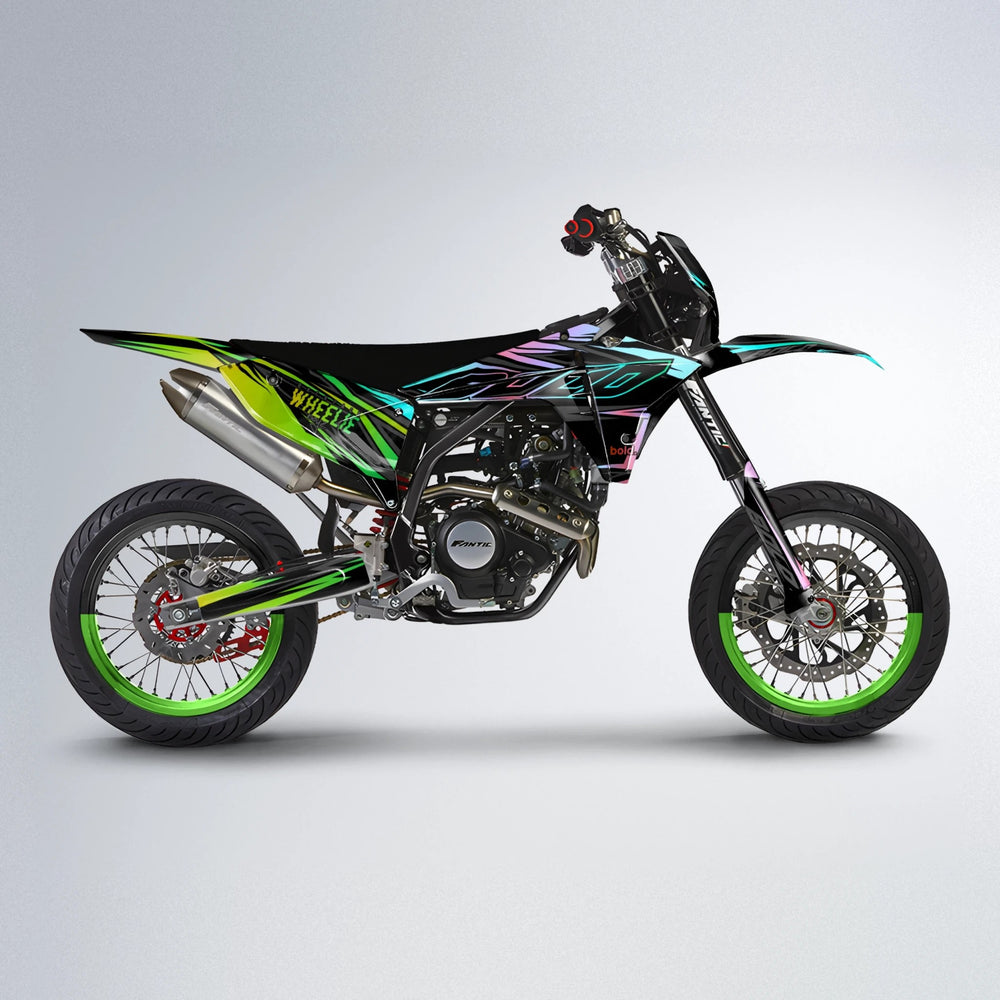 RAINBOW Fantic supermoto graphics kit in Green