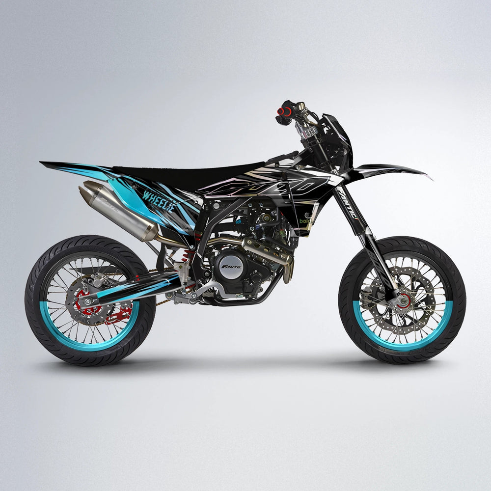 RAINBOW Fantic supermoto graphics kit in Light Blue & White