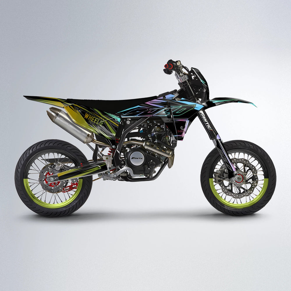 RAINBOW Fantic supermoto graphics kit in Olive