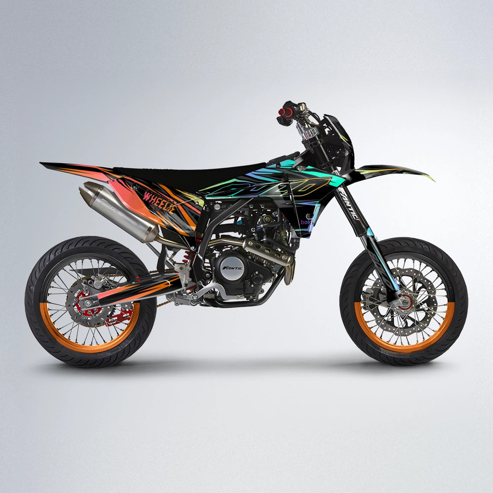 RAINBOW Fantic supermoto graphics kit in Orange