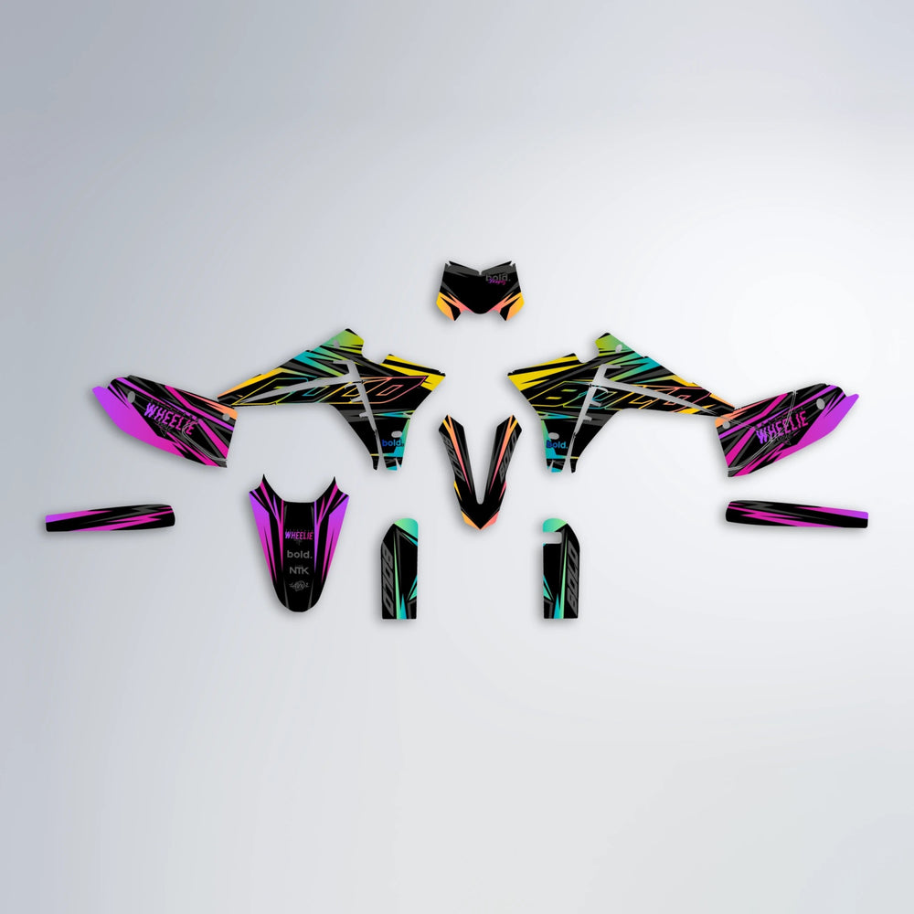RAINBOW Fantic graphics kit parts layout in Pink