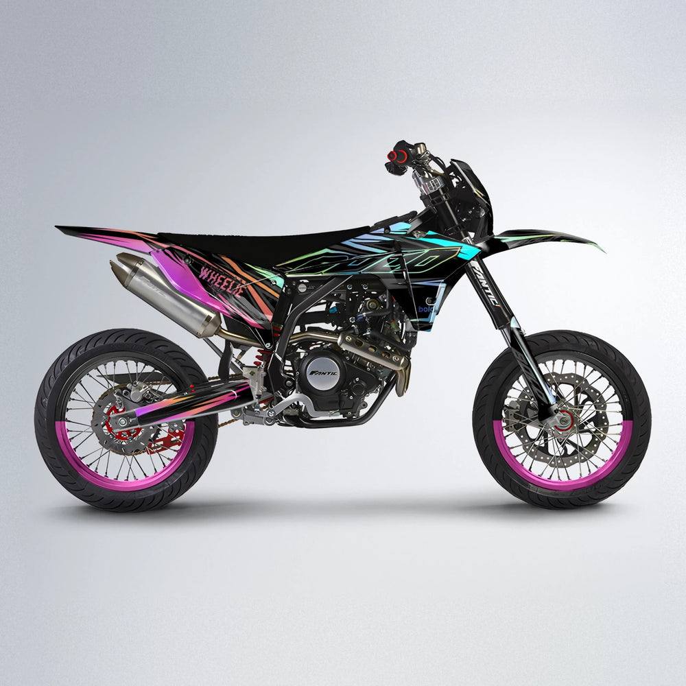 RAINBOW Fantic supermoto graphics kit in Pink & Yellow