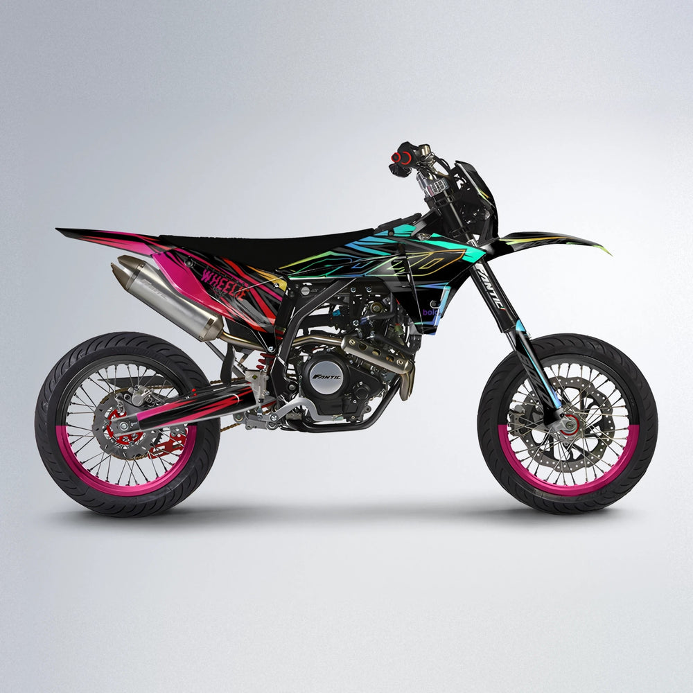 RAINBOW Fantic supermoto graphics kit in Red & Orange