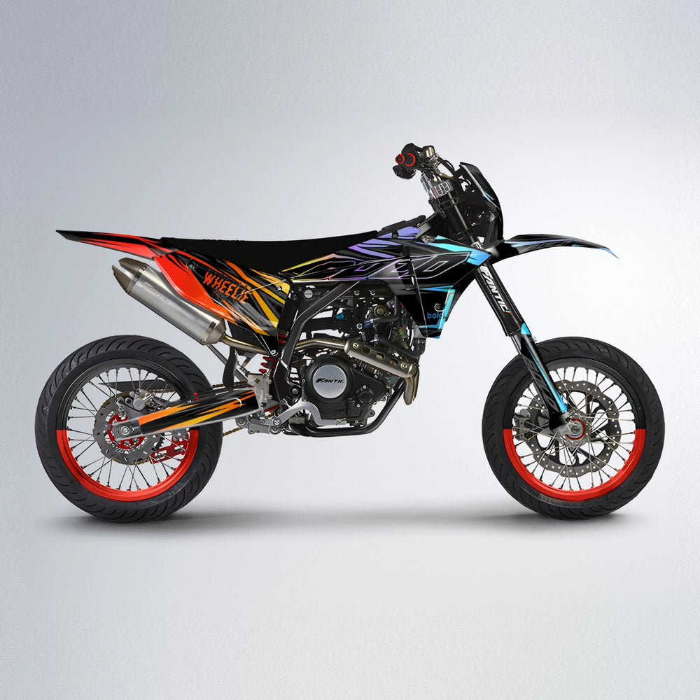 RAINBOW Fantic supermoto graphics kit in Sunset Fade