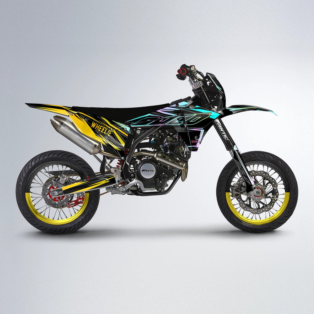 RAINBOW Fantic supermoto graphics kit in Yellow