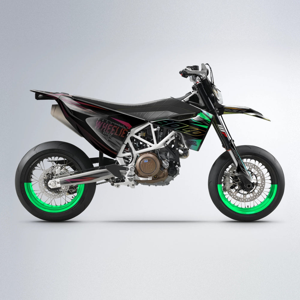 RAINBOW Husqvarna 701 supermoto graphics kit in Black & Red