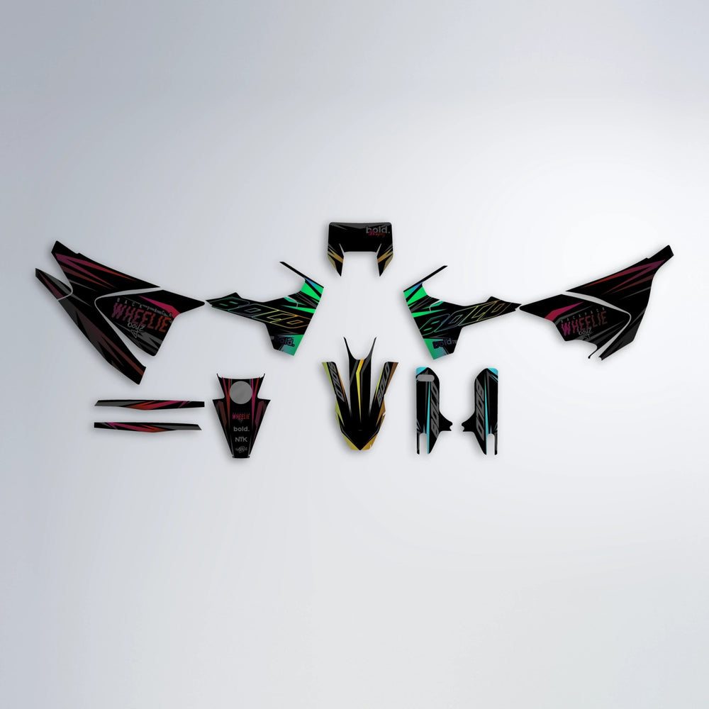 RAINBOW Husqvarna 701 graphics kit parts layout in Black & Red
