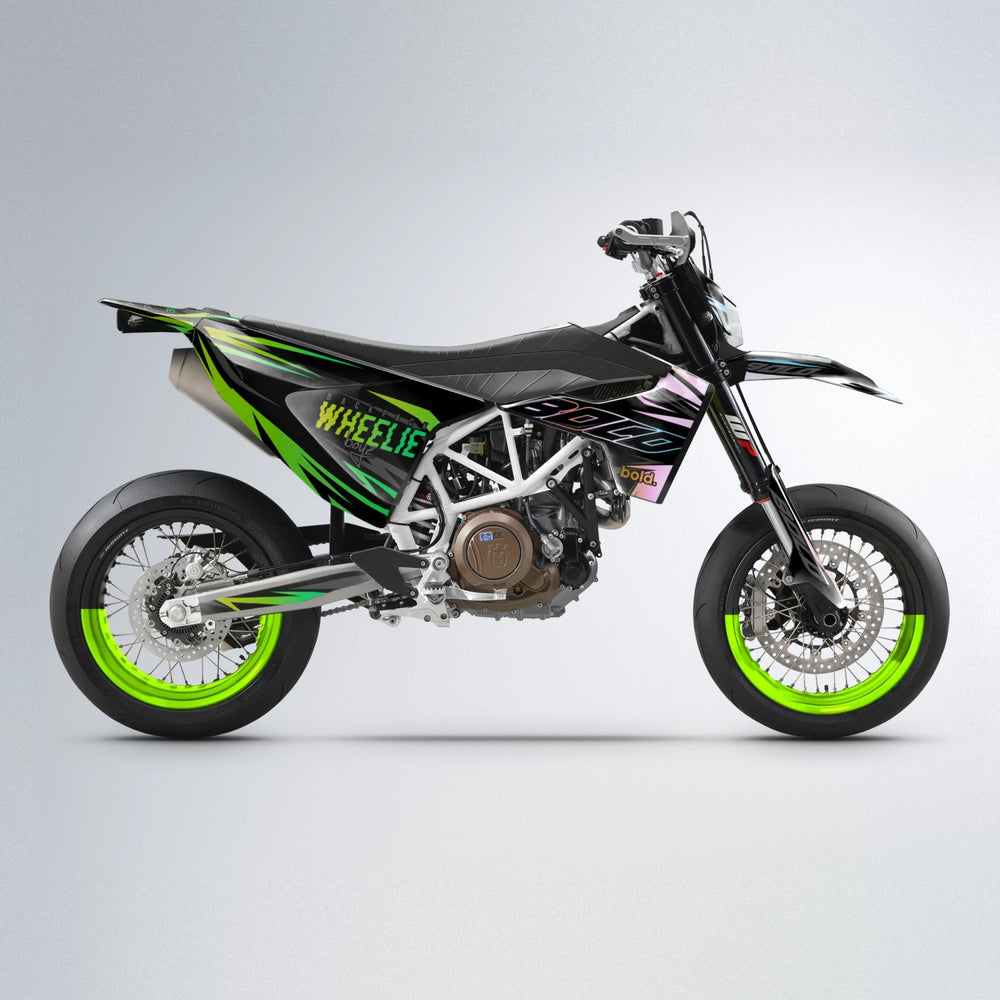 RAINBOW Husqvarna 701 supermoto graphics kit in Cyan & Green