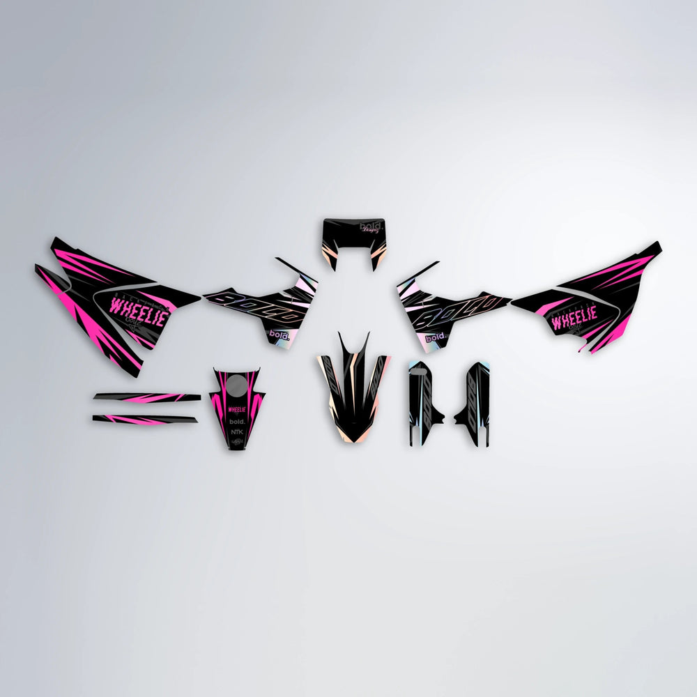 RAINBOW Husqvarna 701 graphics kit parts layout in Flamingo