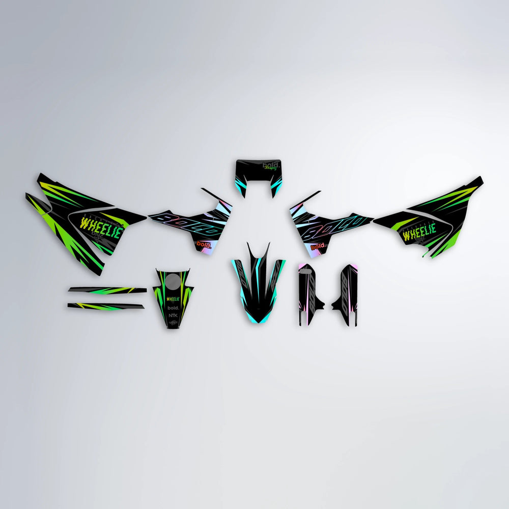 RAINBOW Husqvarna 701 graphics kit parts layout in Green