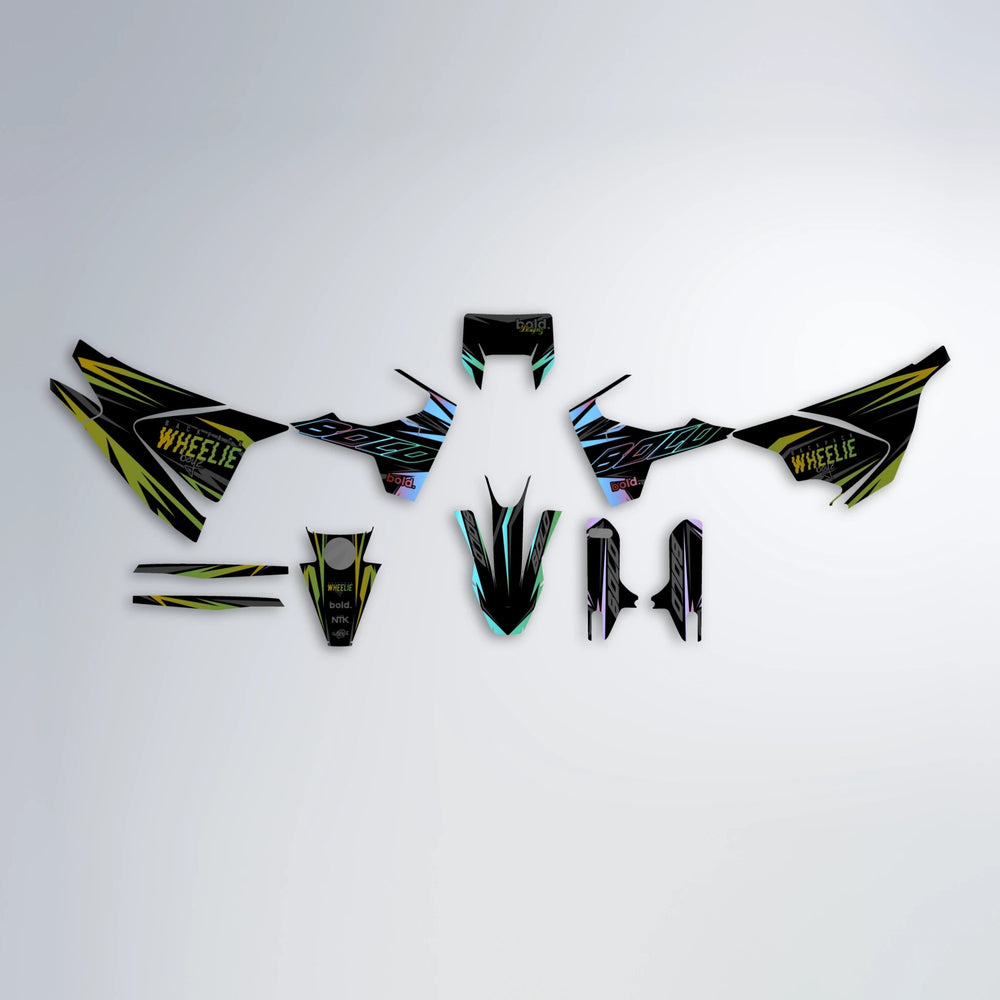 RAINBOW Husqvarna 701 graphics kit parts layout in Olive