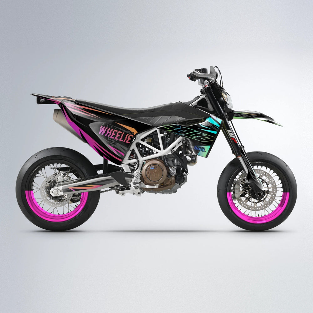 RAINBOW Husqvarna 701 supermoto graphics kit in Pink & Yellow